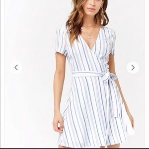 Blue and White Wrap Dress